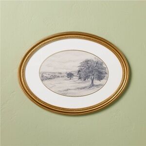 12"x16" Horizontal Oval Landscape Sketch Framed Wall Art/Hearth & Hand Magnolia